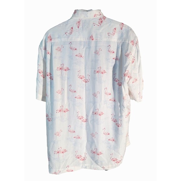 CARIBBEAN Men's Short Sleeve Button Down Flamingo Bird Shirt Large - Picture 4 of 6